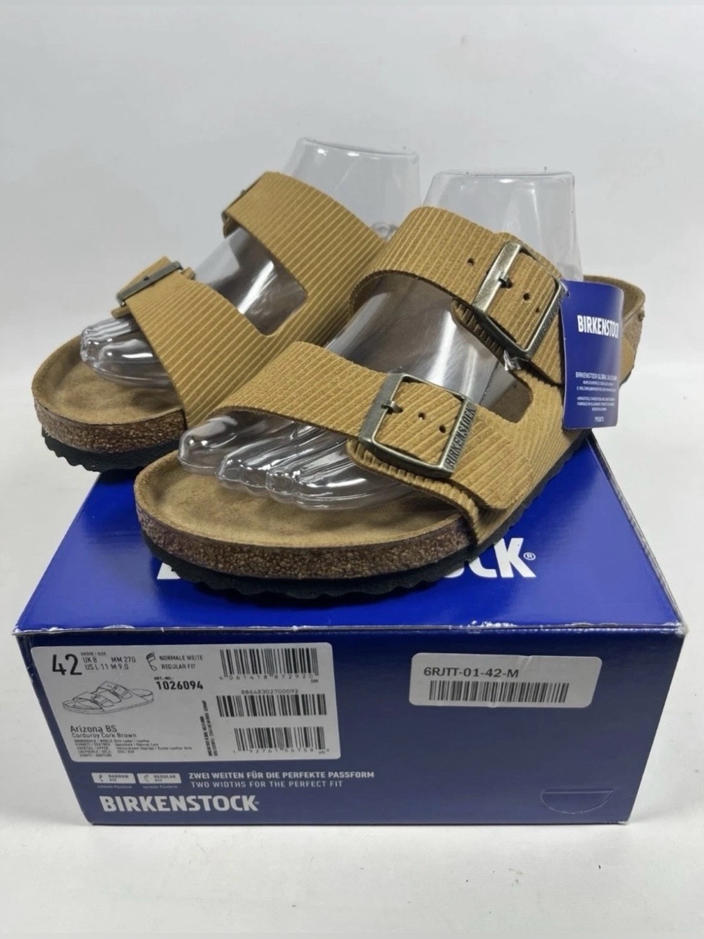 Birkenstock 💅 Arizona Corduroy Suede Cork Embossed Brown Sandals 6 6.5 37 41 - Picture 3 of 10